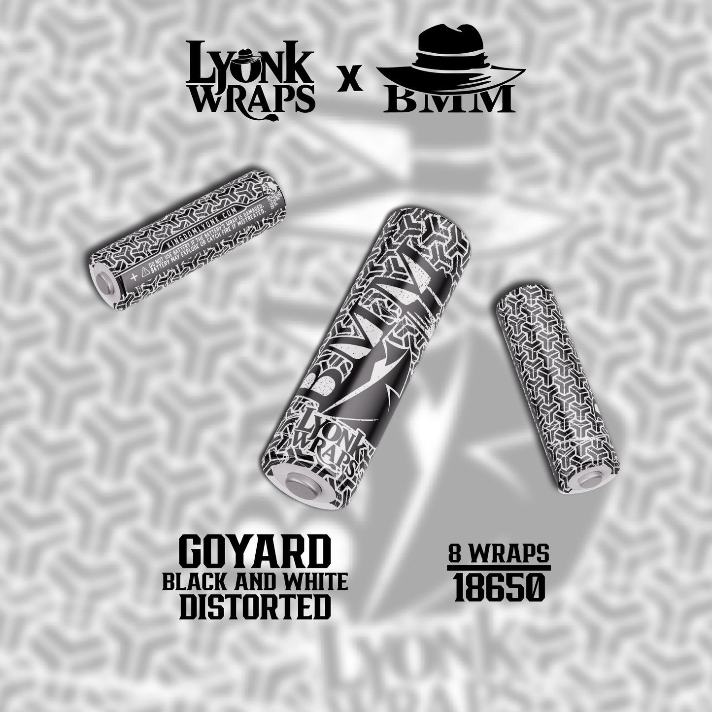 Goyard Black and White Distorted / 8 wraps in the package