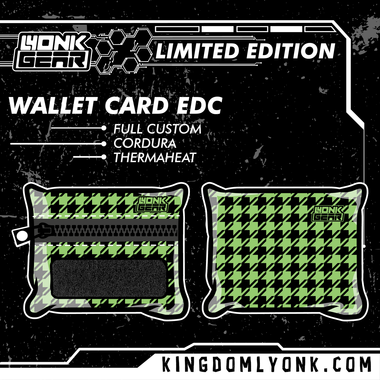 Wallet Card - Houndstooth - Lime Stardust
