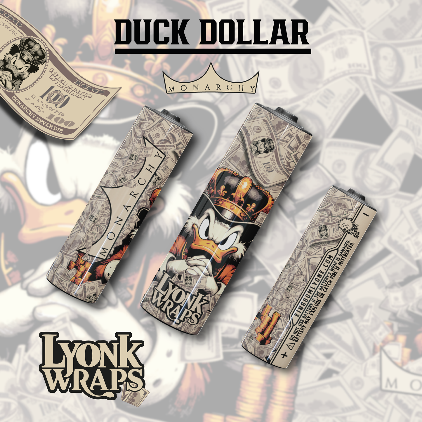 Pack Monarchy Duck Dollar Wraps 18650