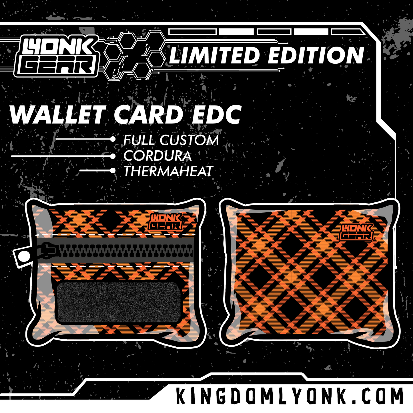 Wallet Card - Rugged Series - Argyle Black/Orange