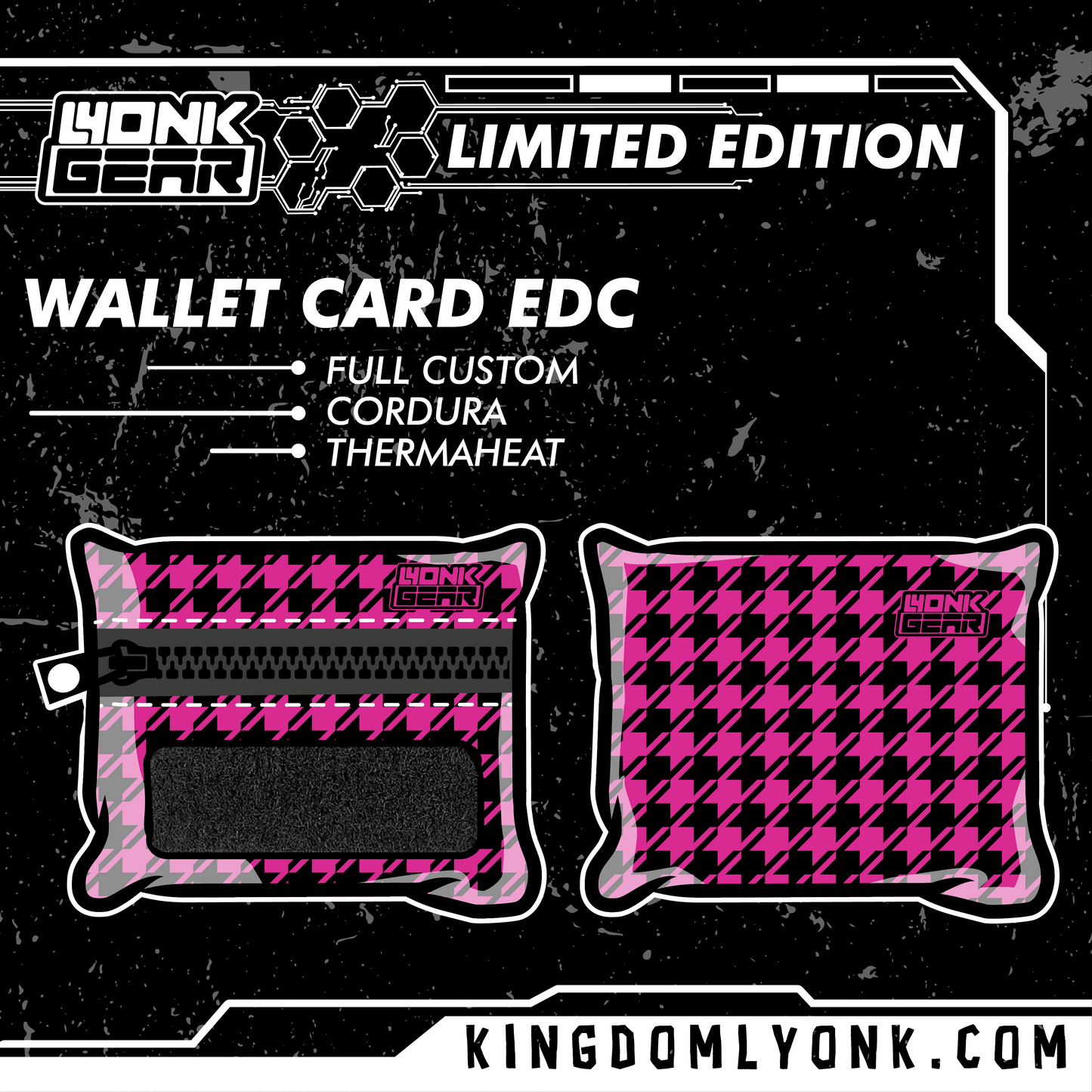 Wallet Card - Houndstooth - Pink Stardust